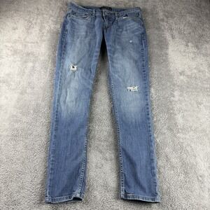 Levis Too Superlow 524 Flare Jeans‎ Women 5 Medium Blue Medium Wash Distressed